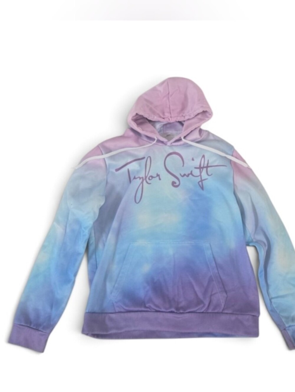 Taylor Swift Pastel Tie-Dye Zip-Up Hoodie - Lavender & Sky Blue, SIZE MEDIUM